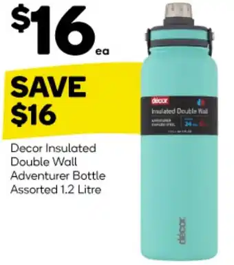 Woolworths Decor Insulated Double Wall Adventurer Bottle Assorted 1.2 Litre offer