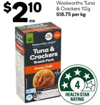 Woolworths Woolworths Tuna & Crackers 112g offer