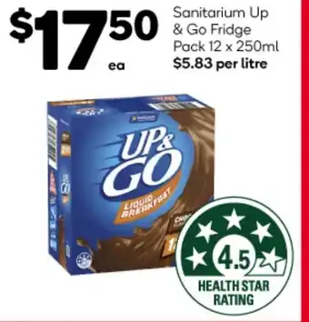 Woolworths Sanitarium Up & Go Fridge Pack 12 x 250ml offer