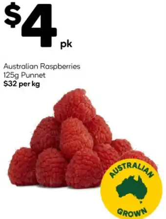 Woolworths Australian Raspberries 125g Punnet offer