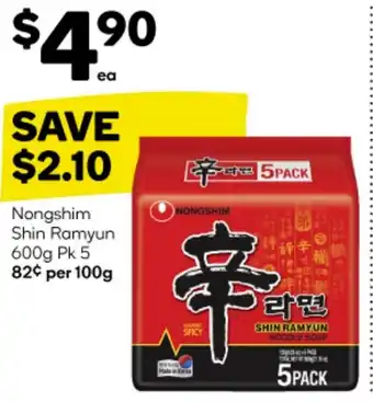 Woolworths Nongshim Shin Ramyun 600g Pk 5 offer