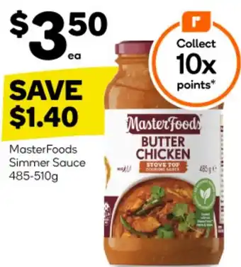 Woolworths MasterFoods Simmer Sauce 485-510g offer