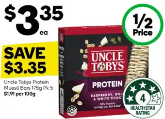 Woolworths Uncle Tobys Protein Muesli Bars 175g Pk 5 offer