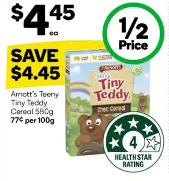 Woolworths Arnott's Teeny Tiny Teddy Cereal 580g offer
