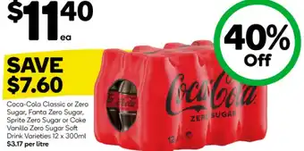 Woolworths Coca-Cola Classic or Zero Sugar, Fanta Zero Sugar, Sprite Zero Sugar or Coke Vanilla Zero Sugar Soft Drink Varieties offer