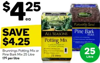 Woolworths Brunnings Potting Mix or Pine Bark Mix 25 Litre offer