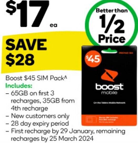 Boost SIM Pack offer at Woolworths