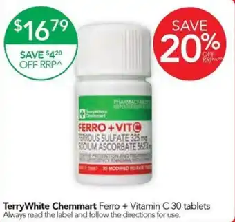 TerryWhite Chemmart Ferro + Vitamin C 30 tablets