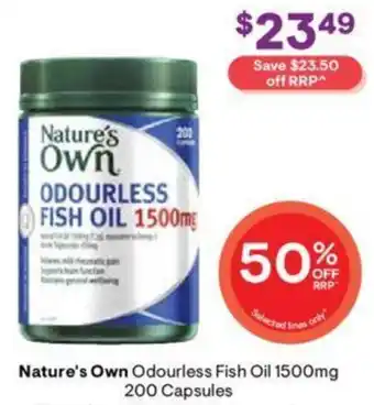 Discount Drug Stores Nature's Own Odourless Fish Oil 1500mg 200 Capsules offer
