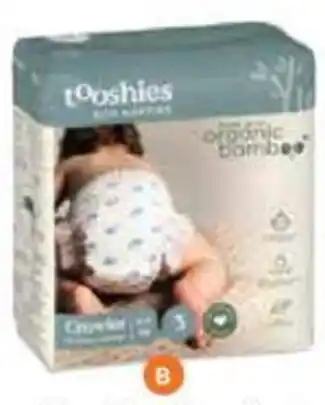Tooshies Nappies Organic Bamboo, B Size 3 Crawler 6-11 kg 22 Pack
