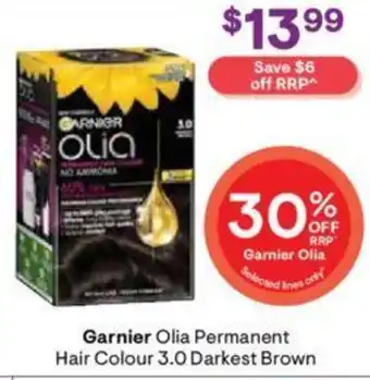Discount Drug Stores Garnier Olia Permanent Hair Colour 3.0 Darkest Brown offer