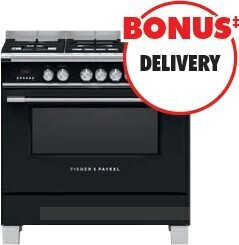 The Good Guys Fisher & Paykel 90cm Dual Fuel Freestanding Cooker - Black offer