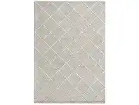 LivingStyles Panama Diamonds Hand Tuffted Wool & Viscose Rug, 400x300cm, Grey offer