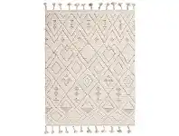 LivingStyles Loom Diamond Hand Knotted Wool Rug, 400x300cm, Ivory / Taupe offer