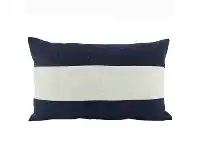 LivingStyles Bronte Linen Lumbar Cushion, Navy Stripe offer