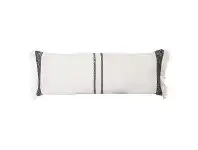LivingStyles Cassidy Cotton Lumbar Cushion, Ivory / Black offer