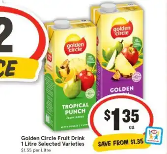 IGA Golden Circle Fruit Drink 1 Litre Selected Varieties offer