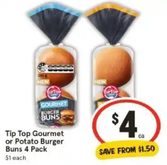 IGA Tip Top Gourmet or Potato Burger Buns 4 Pack offer