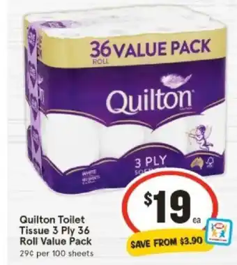 IGA Quilton Toilet Tissue 3 Ply 36 Roll Value Pack offer