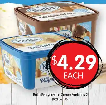 Spudshed Bulla Everyday Ice Cream Varieties 2L offer