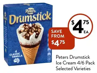 Foodworks Peters Drumstick Ice Cream 4/6 Pack Selected Varieties offer