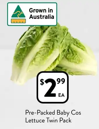 Foodworks Pre-Packed Baby Cos Lettuce Twin Pack offer