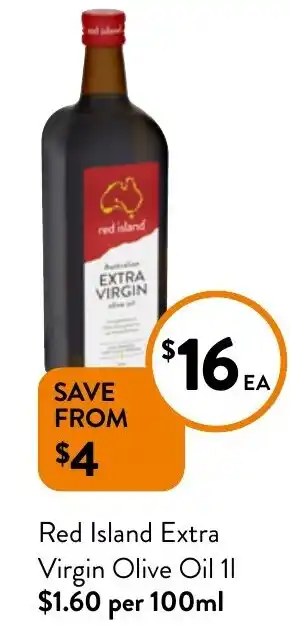 Foodworks Red Island Extra Virgin Olive Oil 1l offer