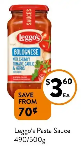 Leggo's Pasta Sauce 490/500g