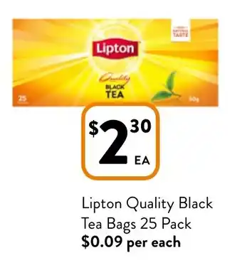 Foodworks Lipton Quality Black Tea Bags 25 Pack offer