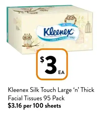 Foodworks Kleenex Silk Touch Large 'n' Thick Facial Tissues 95 Pack offer
