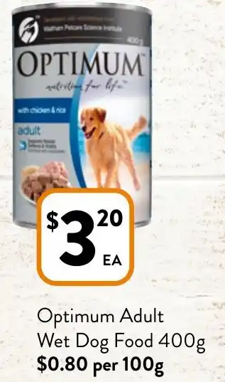 Foodworks Optimum Adult Wet Dog Food 400g offer