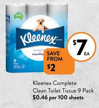 Foodworks Kleenex Complete Clean Toilet Tissue 9 Pack offer