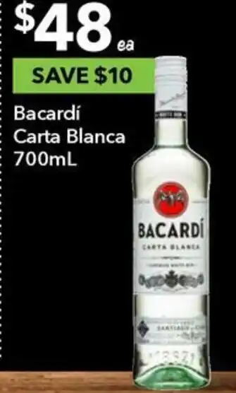 Ritchies Bacardí Carta Blanca 700mL offer