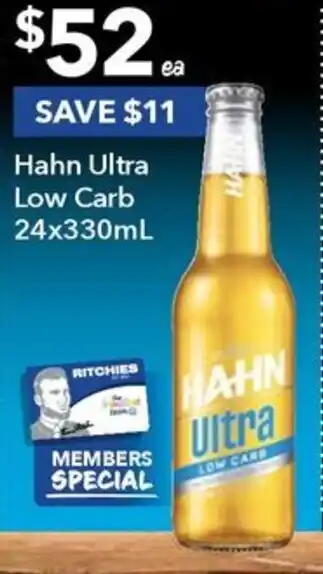 Ritchies Hahn Ultra Low Carb 24x330mL offer
