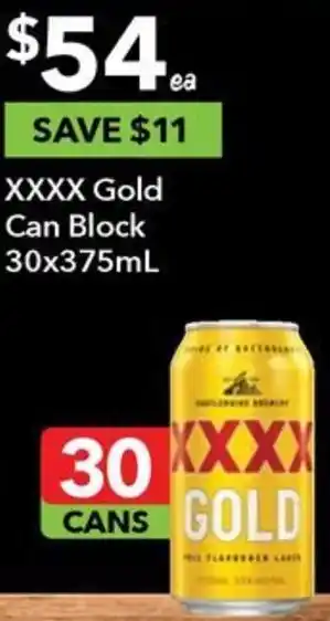 Ritchies XXXX Gold Can Block 30x375mL offer