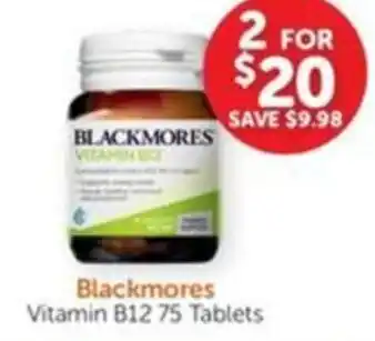 WHOLELIFE catalogue Blackmores Vitamin B12 75 Tablets offer