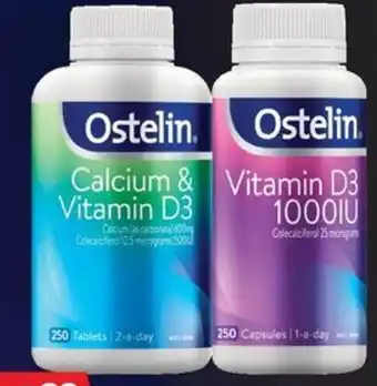 Pharmacy4Less Ostelin Calcium & Vitamin D3 or Vitamin D3 1000IU 250 Tablets or Capsules offer