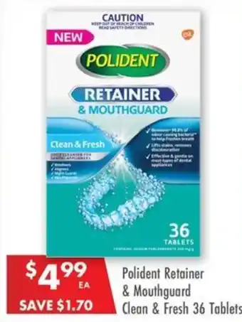 Pharmacy4Less Polident Retainer & Mouthguard Clean & Fresh 36 Tablets offer