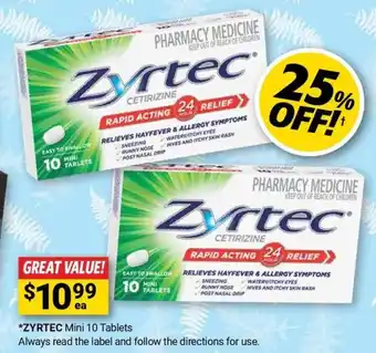 *ZYRTEC Mini 10 Tablets ZYRTEC Mini 10 Tablets