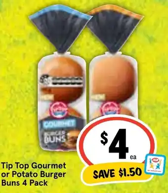 Ritchies Tip Top Gourmet or Potato Burger Buns 4 Pack offer