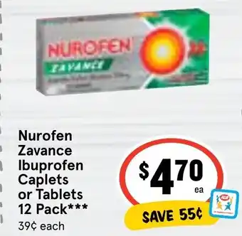 Nurofen Zavance Ibuprofen Caplets or Tablets 12 Pack