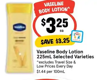 Ritchies Vaseline Body Lotion 225mL Selected Varieties offer