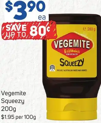 Foodland Vegemite Squeezy 200g offer