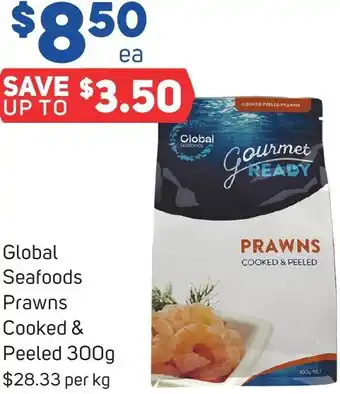 Foodland Global Seafoods Prawns Cooked & Peeled 300g offer