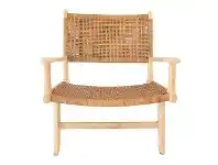 LivingStyles Zan Teak Timber & Woven Cane Lounge Armchair, Natural offer