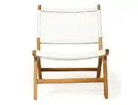LivingStyles Zan Teak Timber & Woven Cord Lounge Chair, White / Natural offer