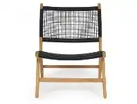 LivingStyles Zan Teak Timber & Woven Cord Lounge Chair, Black / Natural offer