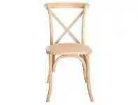 LivingStyles Elne Stackable Oak Timber Cross Back Dining Chair, Rattan Seat, Natural offer