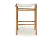 LivingStyles Zan Teak Timber & Woven Cord Backless Counter Stool, White / Natural offer
