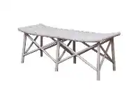 LivingStyles Serena Rattan Bench, 120cm, White offer